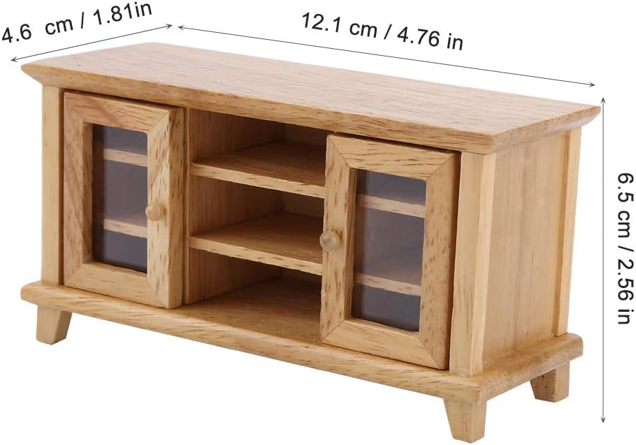 Generic Miniatur-Puppenhaus-TV-Schrank aus Holz, Realistische Mini-Möbel für Wohnzimmer, Kindergeschenk, Maßstab 1:12 für (Naturholz)