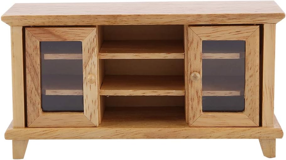 Generic Miniatur-Puppenhaus-TV-Schrank aus Holz, Realistische Mini-Möbel für Wohnzimmer, Kindergeschenk, Maßstab 1:12 für (Naturholz)
