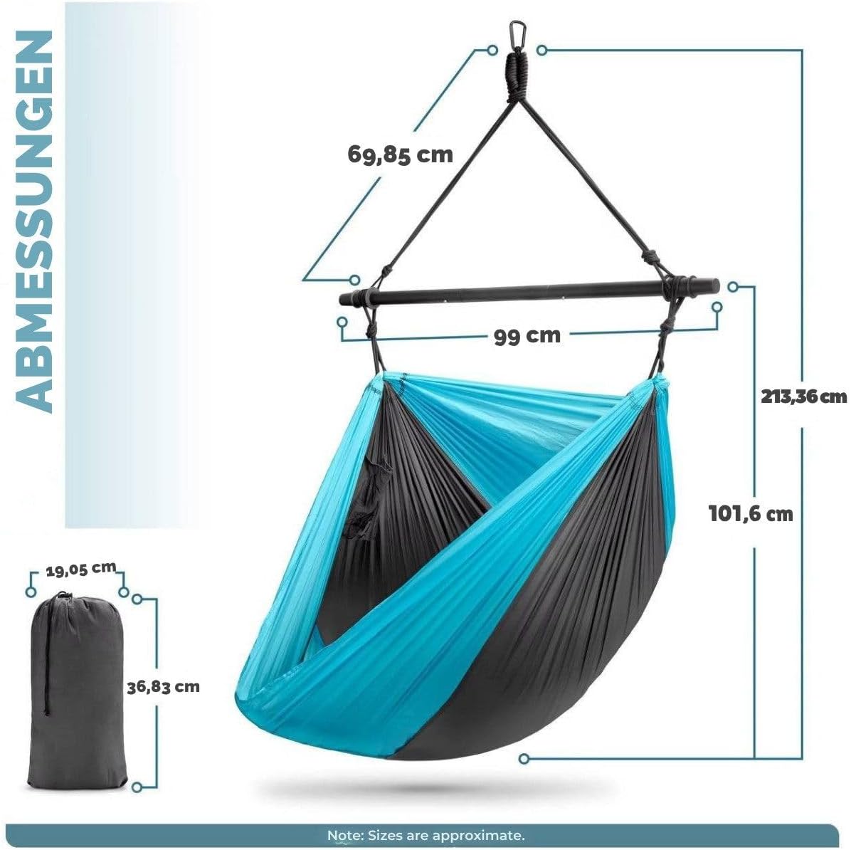 Hängesessel für drinnen & draußen – Ultraleicht, tragbar, 225 kg belastbar, 135° neigbar, inkl. Tragetasche – ideal für Camping, Garten, Balkon, Wohnzimmer & Reisen