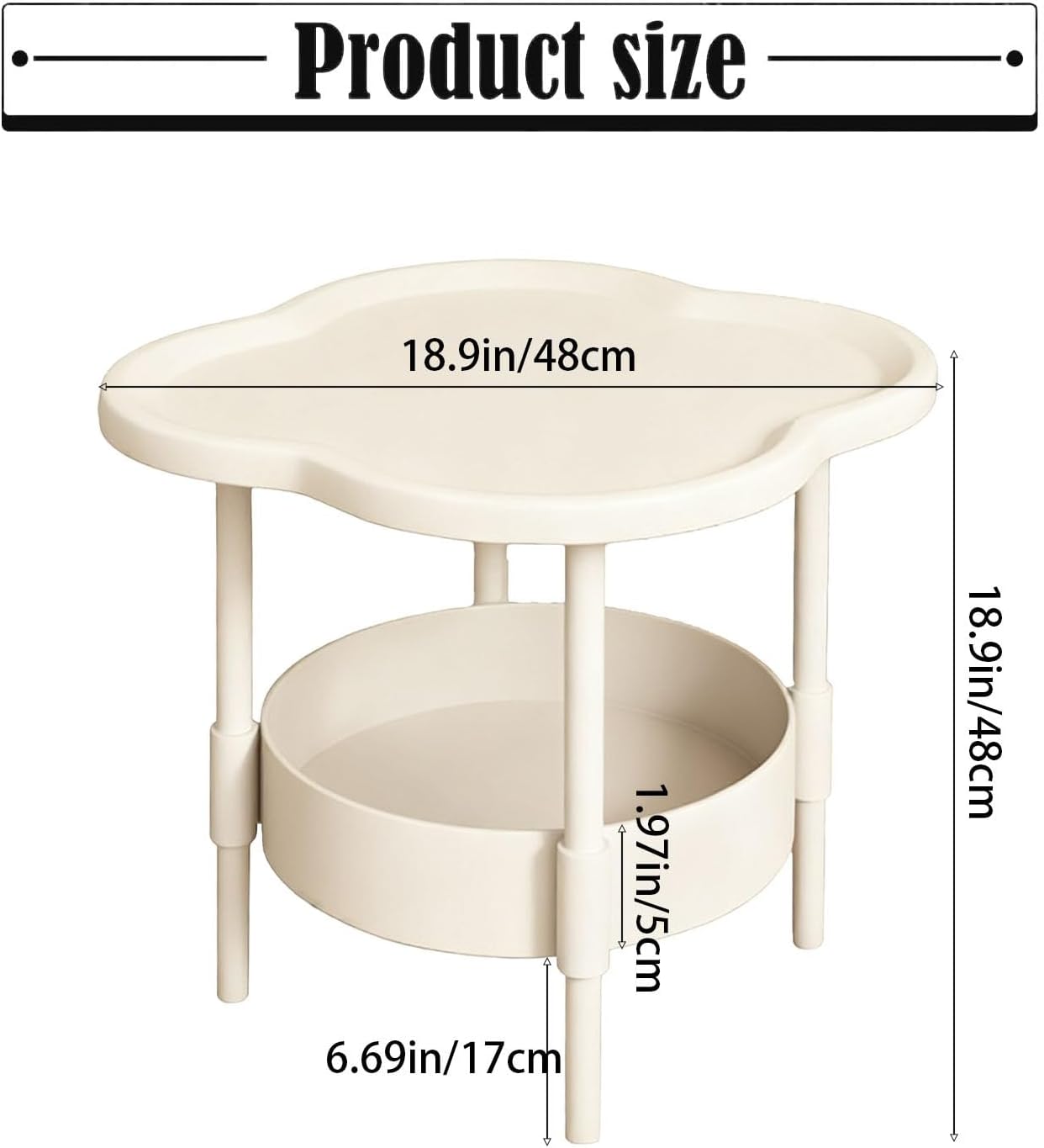 Zweistöckiger Beistelltisch mit abnehmbarem Tablett, moderner Kleiner Couchtisch für Wohnzimmer, Schlafzimmer, Balkon und den Innen- und Außenbereich (Coffee, One Size)