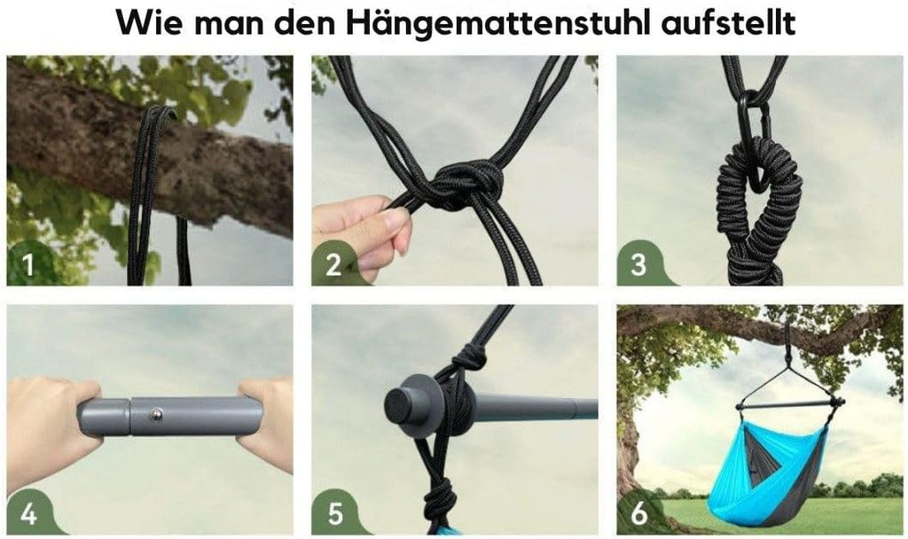 Hängesessel für drinnen & draußen – Ultraleicht, tragbar, 225 kg belastbar, 135° neigbar, inkl. Tragetasche – ideal für Camping, Garten, Balkon, Wohnzimmer & Reisen
