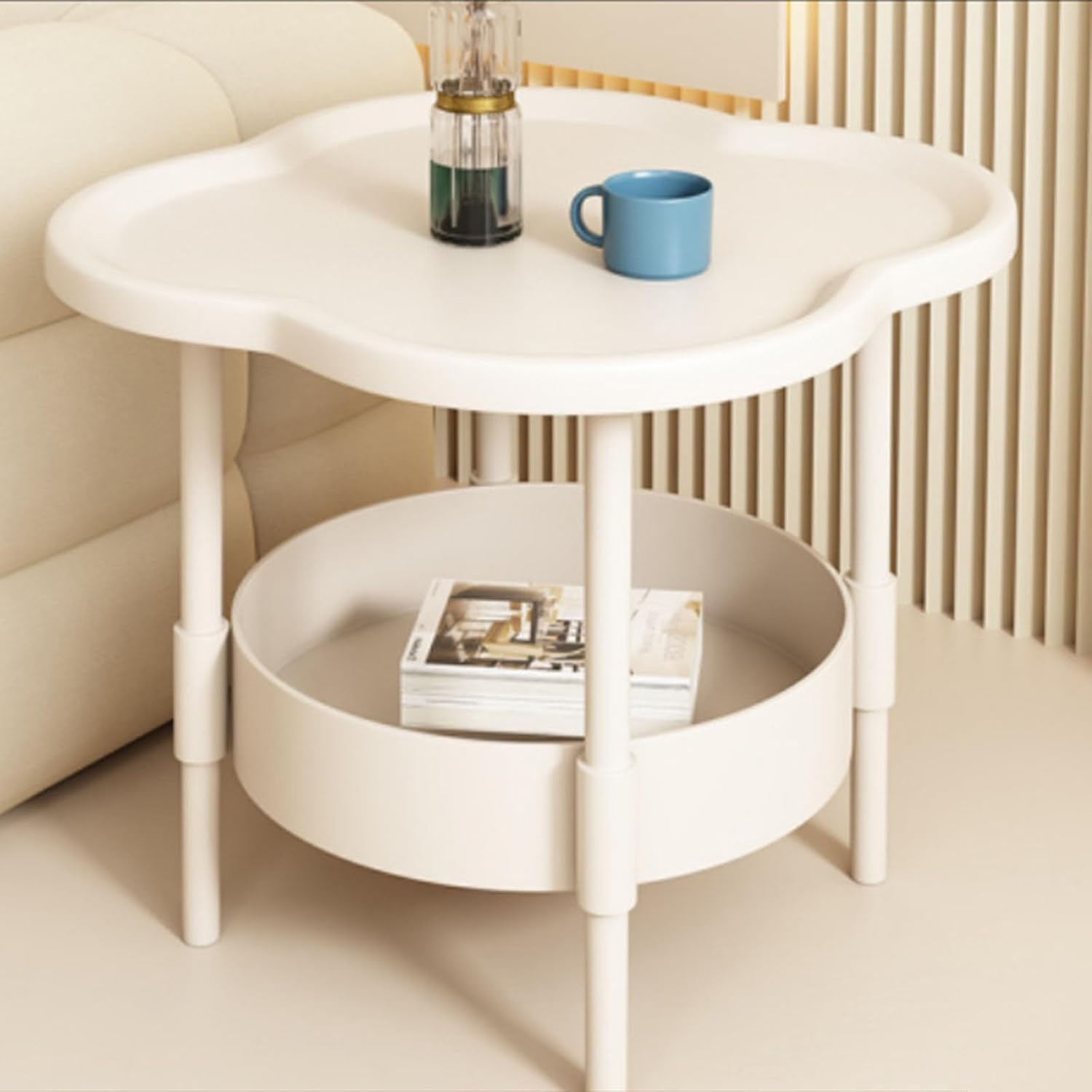 Zweistöckiger Beistelltisch mit abnehmbarem Tablett, moderner Kleiner Couchtisch für Wohnzimmer, Schlafzimmer, Balkon und den Innen- und Außenbereich (Coffee, One Size)