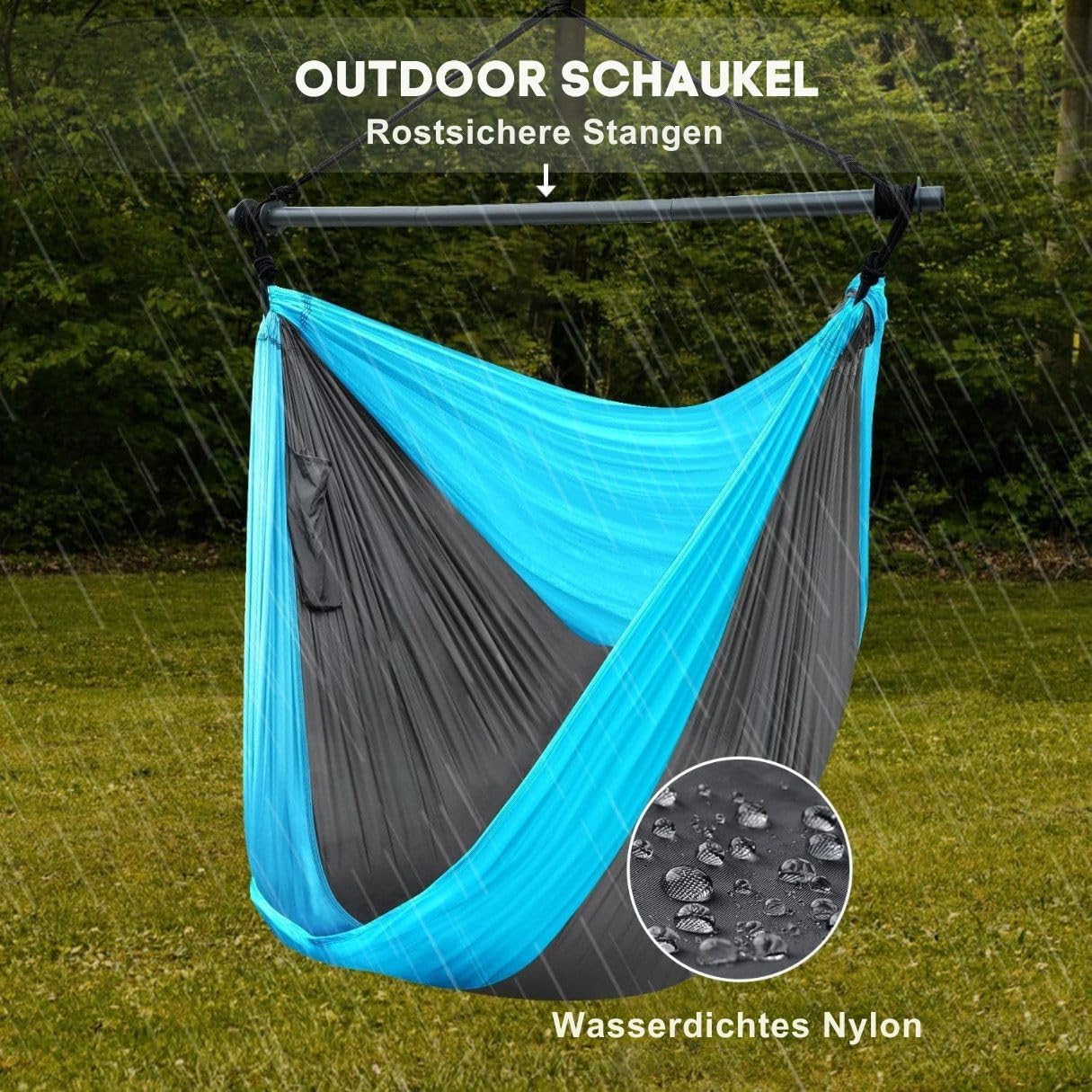 Hängesessel für drinnen & draußen – Ultraleicht, tragbar, 225 kg belastbar, 135° neigbar, inkl. Tragetasche – ideal für Camping, Garten, Balkon, Wohnzimmer & Reisen
