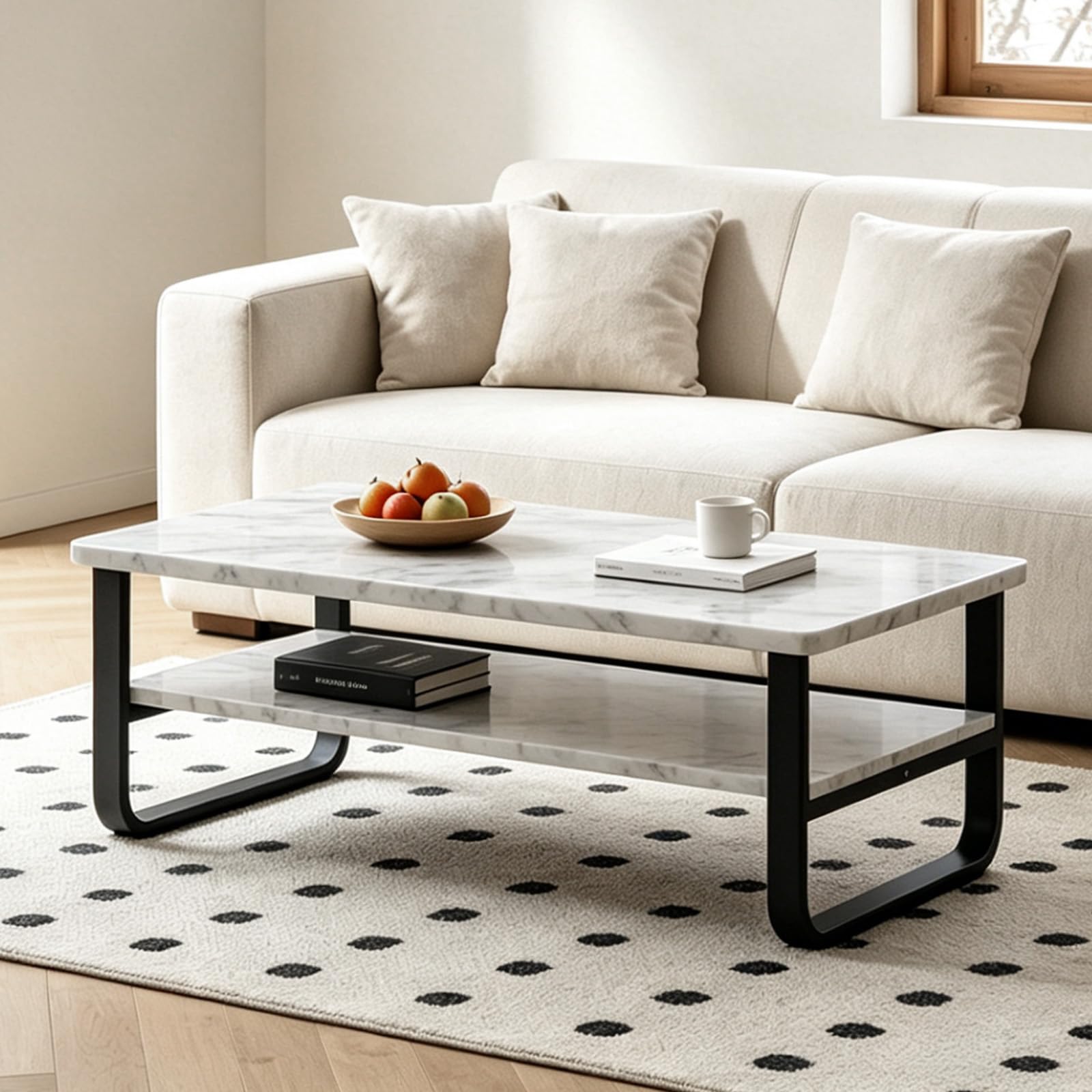 2er-Set Kaffeetische, Moderner ausziehbarer Kaffeetisch, Nussbaum-Kaffeetisch mit Stauraum, Metallgestell, für Wohnzimmer, Schlafzimmer, Nussbaum