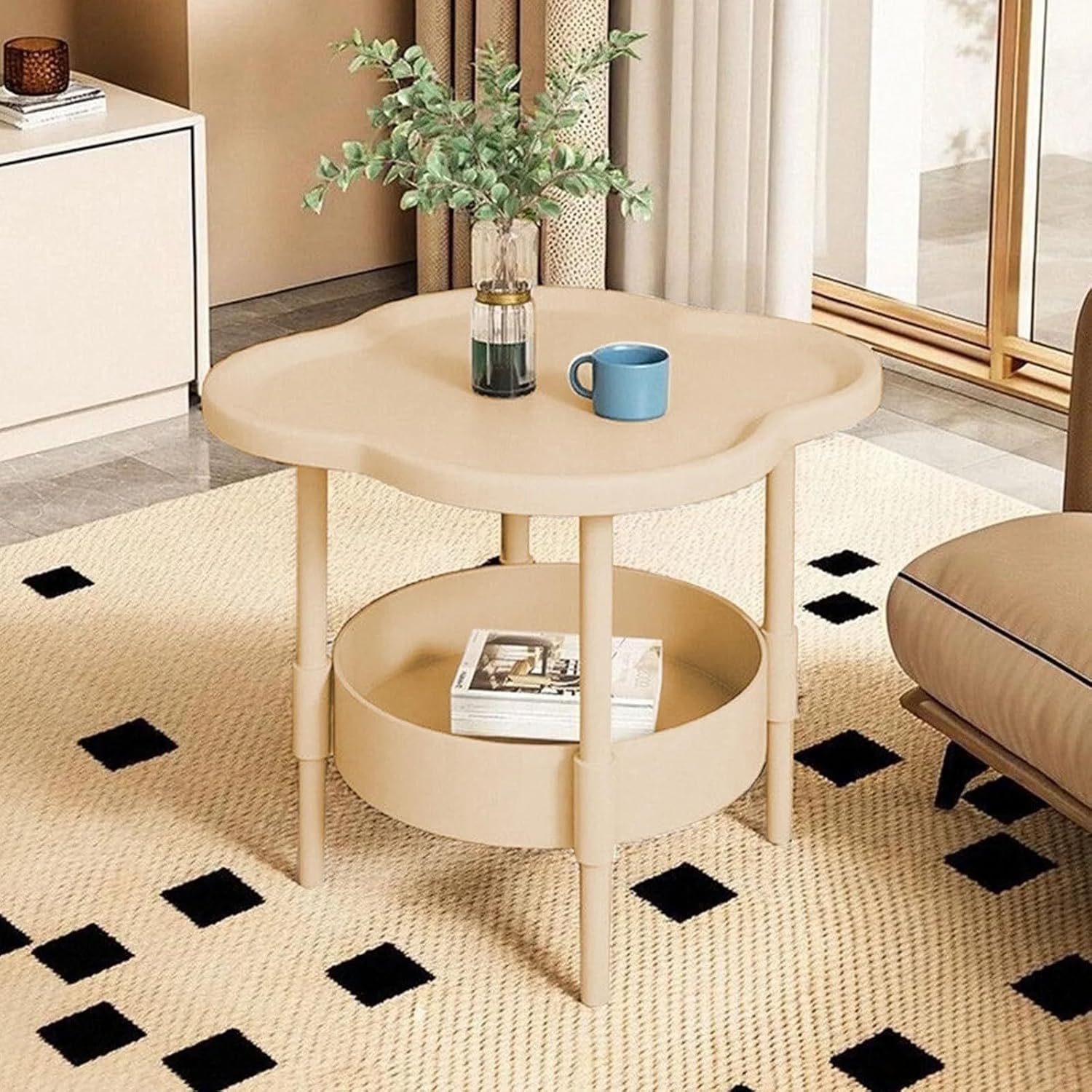 Zweistöckiger Beistelltisch mit abnehmbarem Tablett, moderner Kleiner Couchtisch für Wohnzimmer, Schlafzimmer, Balkon und den Innen- und Außenbereich (Coffee, One Size)