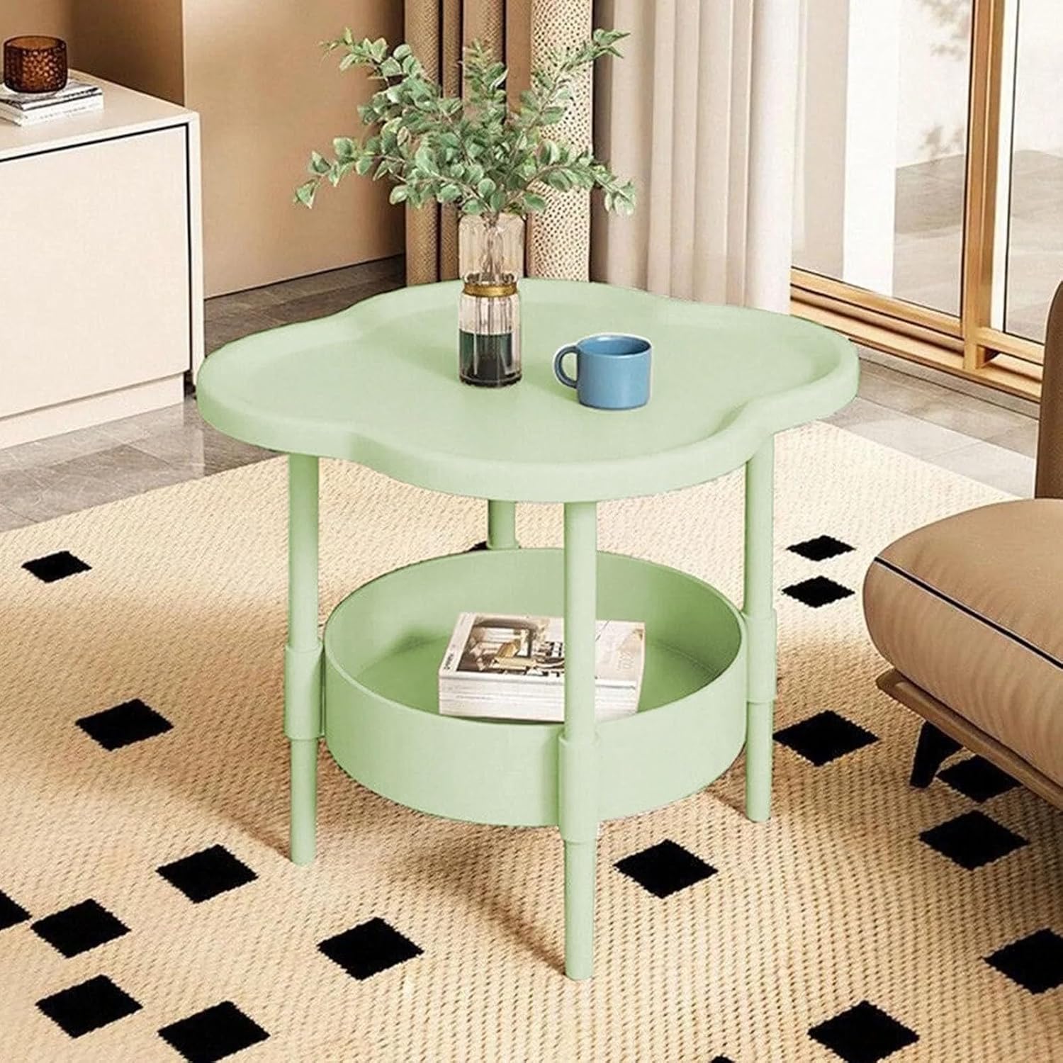 Zweistöckiger Beistelltisch mit abnehmbarem Tablett, moderner Kleiner Couchtisch für Wohnzimmer, Schlafzimmer, Balkon und den Innen- und Außenbereich (Coffee, One Size)